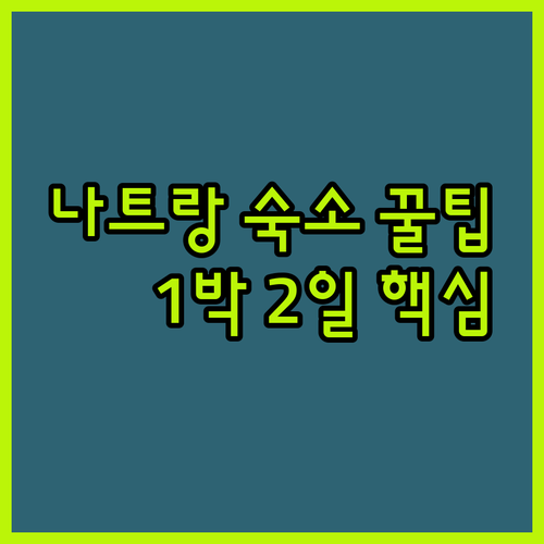 나트랑 1박 2일 여행 숙소 선택 가이드 위치 장점 일정 후기 알아보기