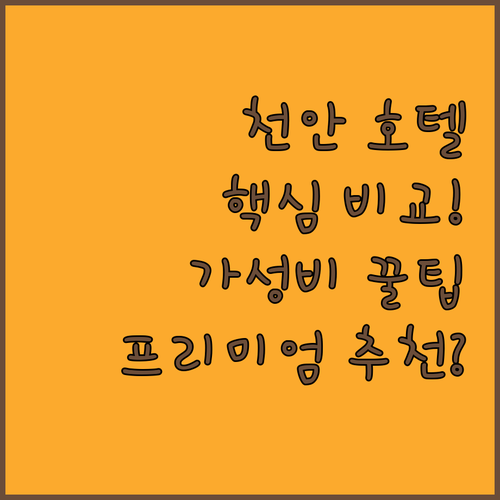 천안 호텔 추천 TOP 5 위치 장점 후기 분석 가성비 프리미엄 비교