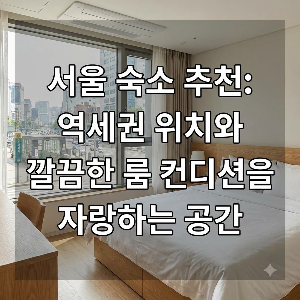 서울 숙소 추천 역세권 위치와 깔끔한 객실 컨디션을 자랑하는 공간
